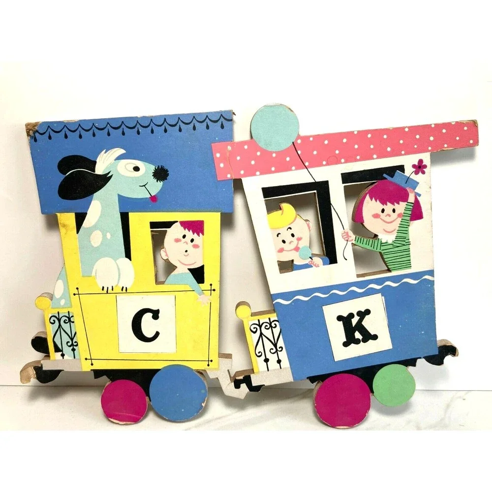 Dolly Toy Co. Nursery Train Wall Hanging Cardboard Heavy Thick set of 4